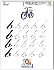 b harfi çizgi çalışması